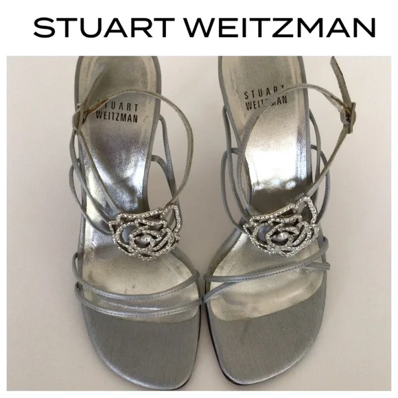 STUART WEITZMAN CRYSTAL FLOWER SANDALS SIZE 6 - Picture 4 of 16